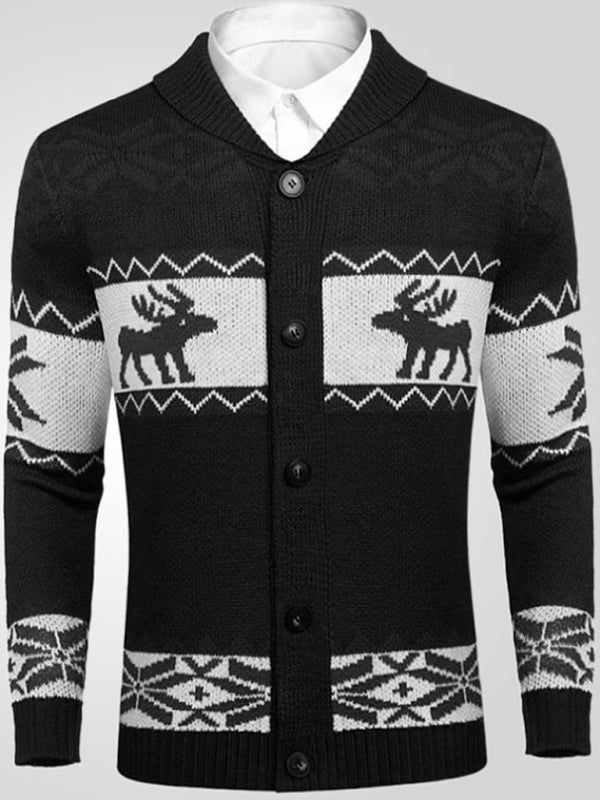 Men's Christmas jacquard sweater button cardigan sweater
