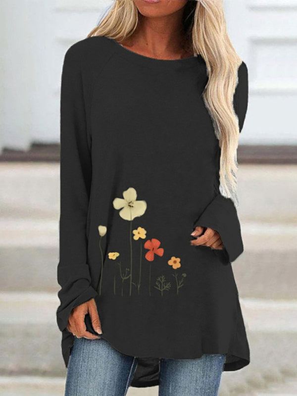Ladies T-Shirt With Loose Round Neck And Casual Style