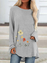 Ladies T-Shirt With Loose Round Neck And Casual Style