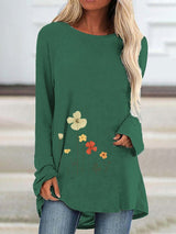 Ladies T-Shirt With Loose Round Neck And Casual Style