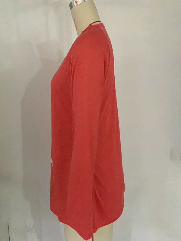 Ladies T-Shirt With Loose Round Neck And Casual Style