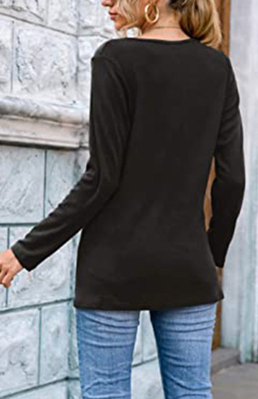 Women's Long Sleeve V Neck T Shirts