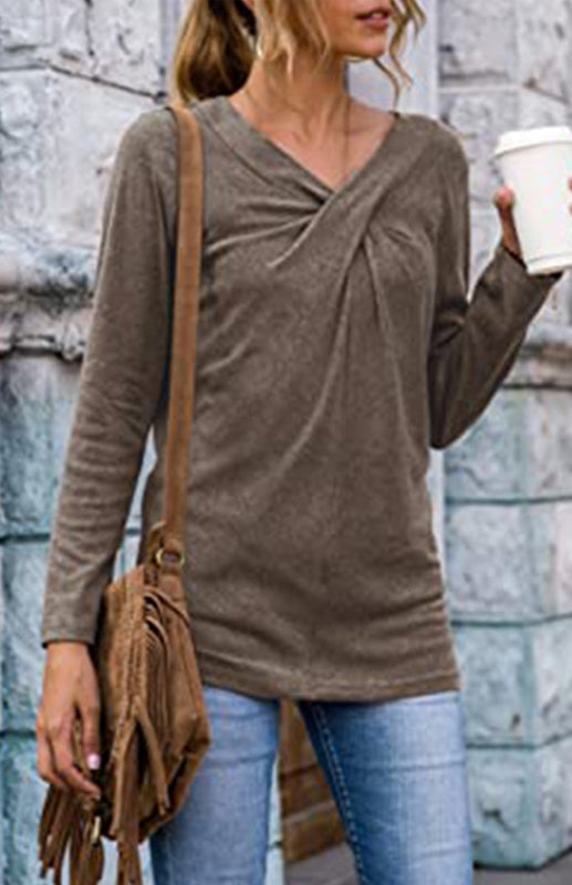 Women's Long Sleeve V Neck T Shirts