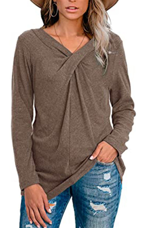 Women's Long Sleeve V Neck T Shirts
