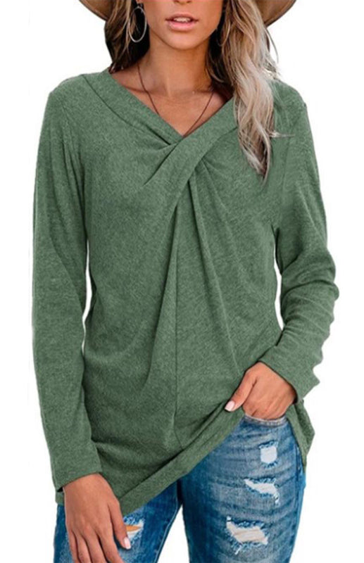 Women's Long Sleeve V Neck T Shirts