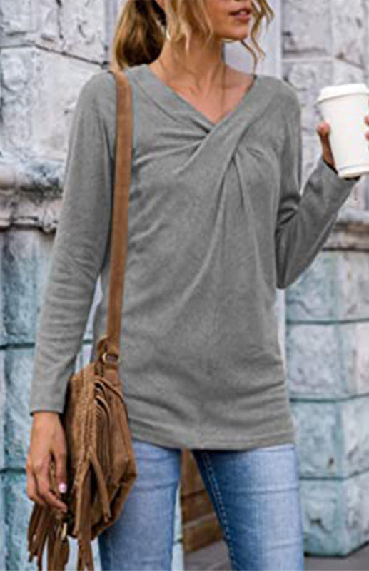 Women's Long Sleeve V Neck T Shirts