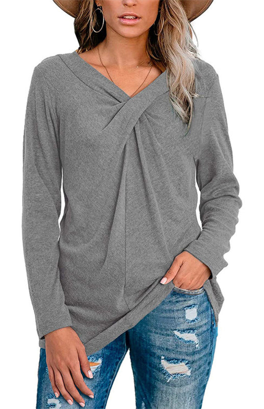 Women's Long Sleeve V Neck T Shirts