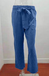 Women's European And American Elastic Waist Solid Color Belt Loose Trousers
