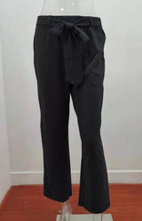Women's European And American Elastic Waist Solid Color Belt Loose Trousers