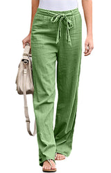 Women's European And American Elastic Waist Solid Color Belt Loose Trousers
