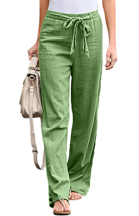 Women's European And American Elastic Waist Solid Color Belt Loose Trousers