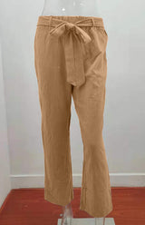 Women's European And American Elastic Waist Solid Color Belt Loose Trousers