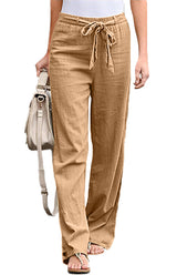 Women's European And American Elastic Waist Solid Color Belt Loose Trousers