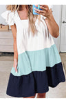 Women'S Casual Colorblock Square Neck Midi Skirt