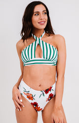 Women's Cutout Halter Neck Printed Split Swimsuit