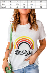 Women's Rainbow Alphabet Print Casual T-Shirt