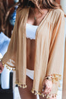 Women's Apricot Crochet Tassel Beach Cover up