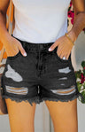 Women's Raw Hem Distressed High Rise Denim Shorts