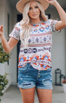Women's Printed Crew Neck Short Sleeve Casual T-Shirt