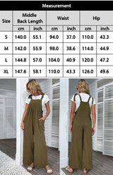 Women's 2022 summer solid color wide-leg cotton and linen overalls