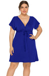 Women's Plus Size Deep V Solid Dress