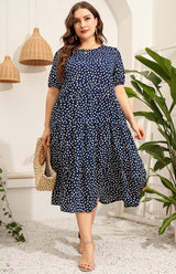 Women's Plus Size Short Sleeve Printed Dress