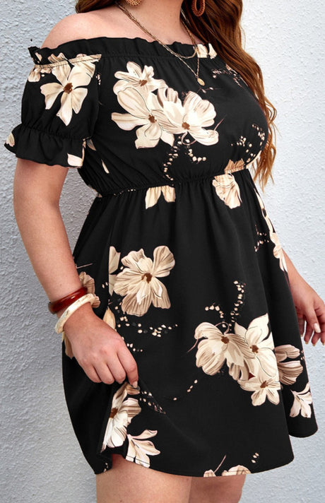 Women's Plus Size Off Shoulder Floral Dress