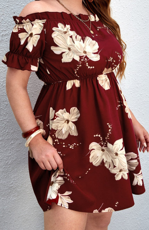 Women's Plus Size Off Shoulder Floral Dress