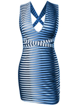 Women's striped straps, sleeveless off -back dress
