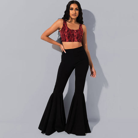 Women's high waist is thin sexy casual flared pants