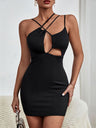 Opulence EmpórionBlack Hot Girl Cutout Dress With Waist Sling Dress