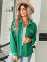 Women's fashion fake pocket knitted shirt top