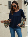 Women's Fashion Casual Off Shoulder Striped Long Sleeve T-Shirt Top