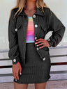 Women's Solid Color Long Sleeve Lapel Cardigan Single Breasted Casual Suit