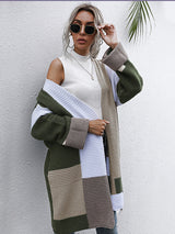 Lazy style thickened autumn and winter long knitted cardigan sweater coat women