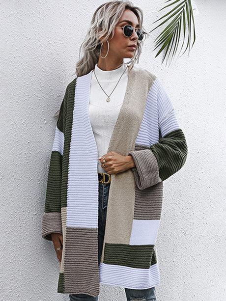 Lazy style thickened autumn and winter long knitted cardigan sweater coat women