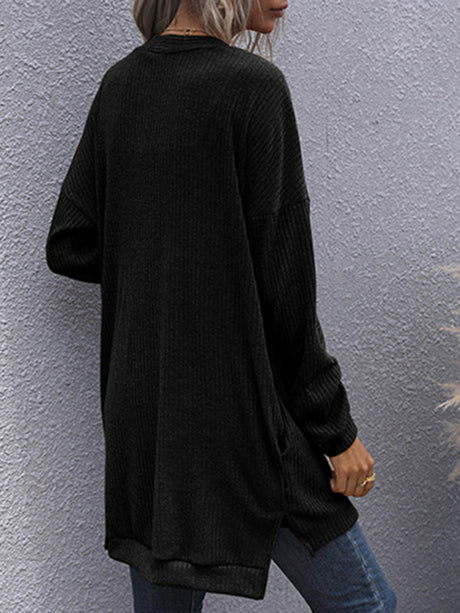 women's long sleeve outerwear knitted v-neck cardigan sweater coat