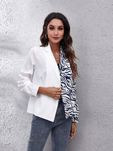 Women's suit collar checkerboard zebra stitched shirt