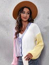 Women's contrast color knitted cardigan Color Matching short sweater