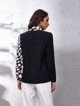Women's Plaid stitched bubble sleeve Long Sleeve Shirt