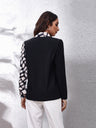 Women's Plaid stitched bubble sleeve Long Sleeve Shirt