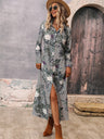 Woman'S Fall New Lapel Single Breasted Mid Length Slit Long Sleeve Pocket Dress