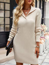 Women’s Mont Blanc Long Sleeve Button Top Front Sweater Mini Dress