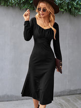 Women's Cinched Neckline Front Cross Maxi Dress
