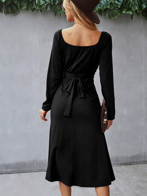Women's Cinched Neckline Front Cross Maxi Dress