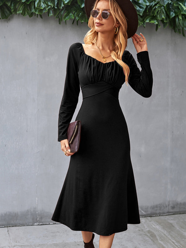 Women's Cinched Neckline Front Cross Maxi Dress