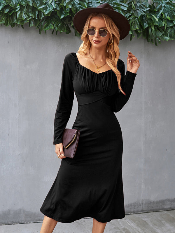 Women's Cinched Neckline Front Cross Maxi Dress