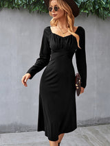 Women's Cinched Neckline Front Cross Maxi Dress