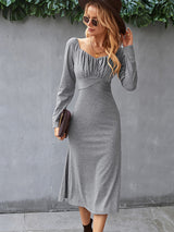 Women's Cinched Neckline Front Cross Maxi Dress