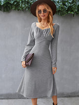 Women's Cinched Neckline Front Cross Maxi Dress